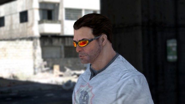 Sam "Serious" Stone mit getönter Brille